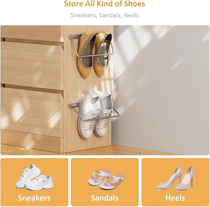 i frmmy Foldable Wall-Mounted Shoe Rack- Aluminum Hanging Shoe Organizer, Efficient Holder and Storage Rack for Various Shoes, Door Shoe Hangers- 2 Packs
