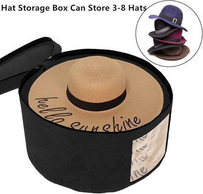 Color You Hat Box, Hat Storage Box 17" Diameter Hat Boxes for Women Men Storage Large Round Hat Travel Case with Dustproof Lid Travel Hat Box Stuffed Animal Toy Clothes Sheet Hat Organizer