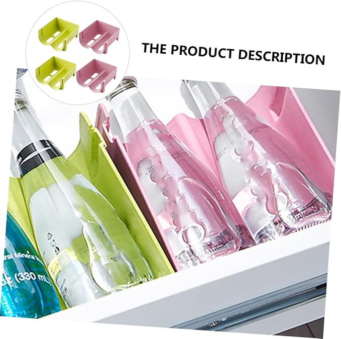 4pcs Stackable Drink Can Storage Rack Fall Beer Organizer for Fridge Space-saving Storage Container Pink and Green for Beverage Organization