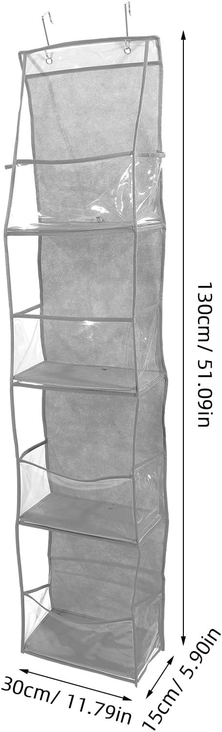 FOMIYES The Door Storage Pouch Hanging Organizer, 4 Large Pockets Grey Multi-function Closet Door Back Hanging Bags for Shoe, and Bag Storage