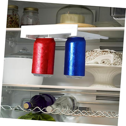 ARTIBETTER 2pcs Hanging Refrigerator Drink Organizer Dual Row Can Holder for Diameter Soda Beer Beverage Cans Sturdy Hips Material Storage Rack for Fridge Pantry