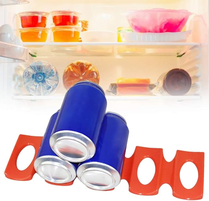 4pcs Silicone Bottle Stacking Mat, Refrigerator Organizer Holder Rack to Stack Bottles Foldable Bottle Stacker Can Holder Rack Space Saver Organizer for Bottles, Cans, Beer, Soda