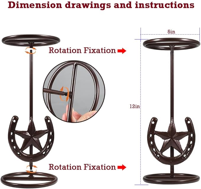 Cowboy Hat Rack Cowboy Hat Stand, Hat Display, Western Horseshoe Decor, Desk Hat Stands for Fedora, Sun Hats,Straw Hats, Cowboys Gifts for Men (2 Pack Red Bronze)
