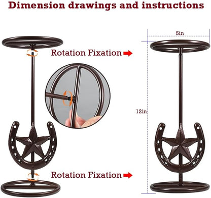 Cowboy Hat Rack Cowboy Hat Stand, Hat Display, Western Horseshoe Decor, Desk Hat Stands for Fedora, Sun Hats,Straw Hats, Cowboys Gifts for Men (2 Pack Red Bronze)