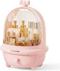 360° Rotating Cosmetic Storage Box,Cute Fashion Makeup Organizer with Drawer,Dustproof Skincare Display Case for Vanity Countertop Bathroom,Ideal Gift for Women（pink）