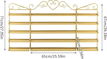 5-Tier Wall-Mounted Nail Polish Storage Racks Set of 3, Metal Cosmetic Display Case with Lipstick Perfume Shelf, Essential Oil Organizer for Home Spa Nail Salon Shop(Gold)