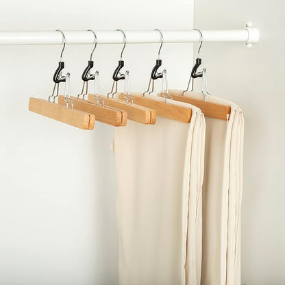 Amazon Basics Wooden Pants Hangers Closet Organizer, Natural, 20-Pack