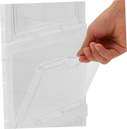 Stackable Transparent Shoe Storage Box with Foldable Design Clear Organizer for Sneakers and Shoes Space-saving Storage Container for Closet