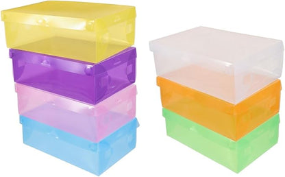 7pcs Stackable Plastic Sneaker Storage Boxes Thickened Shoe Organizer Lid for High Heels Boots Accessories Transparent Design for Neat Home Organization