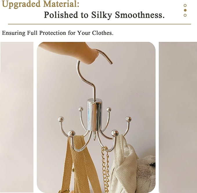Belt Hanger Duo, 2-Pack - Closet Organizer with Rotatable Design for Easy Selection, Versatile Rack for Belts, Ties, Scarves - Silver