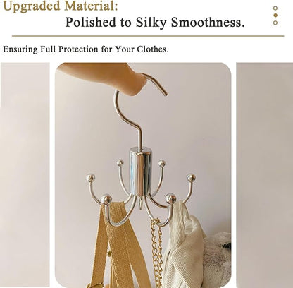 Belt Hanger Duo, 2-Pack - Closet Organizer with Rotatable Design for Easy Selection, Versatile Rack for Belts, Ties, Scarves - Silver