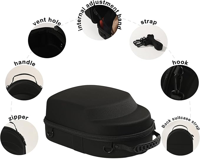 Black Hat Travel Case,Hat Case for Baseball Caps with Carry Handle and Adjustable Shoulder Strap Travel Hat Box for Travel and Home Storage