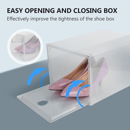 BESPORTBLE Stackable Plastic Shoe Storage Box 34x18x25cm, Dustproof and Anti-oxidation Sneaker Organizer for Home Closet, Sturdy Footwear Storage Case with Front Opening