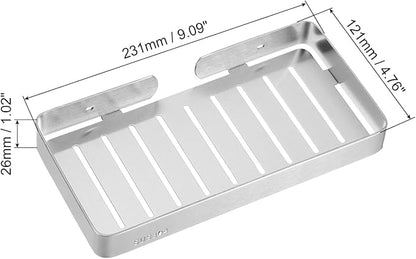 uxcell Soap Dish Holder, 304 Stainless Steel Soap Bar, Wall Mounted Soap Tray with Installation Kits, Soap Saver for Shower Kitchen Counter (Brushed Silver)