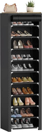 ERONE Shoe Rack with Cover 10 Tier Tall Slim Narrow Shoe Rack Organizer Space-Saving Sturdy Shoe Storage Shelf for Entryway, Closets
