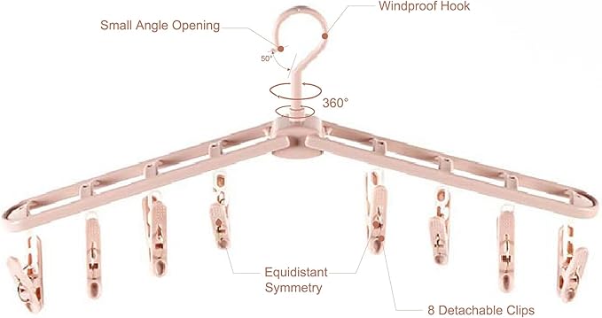 Foldable Clothes Travel Hangers with Clips Clothes Drying Racks Socks Lingerie Plastic Non Slip Skirt Hangers Closet Laundry Organization Hangers Pnk
