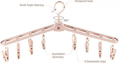 Foldable Clothes Travel Hangers with Clips Clothes Drying Racks Socks Lingerie Plastic Non Slip Skirt Hangers Closet Laundry Organization Hangers Pnk