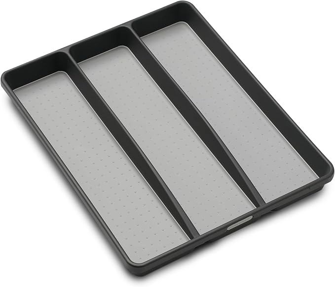 madesmart Classic Utensil Tray - Granite | CLASSIC COLLECTION | 3-Compartments | Kitchen Organizer | Non-slip Lining and Rubber Feet | Easy to Clean | BPA-Free Large