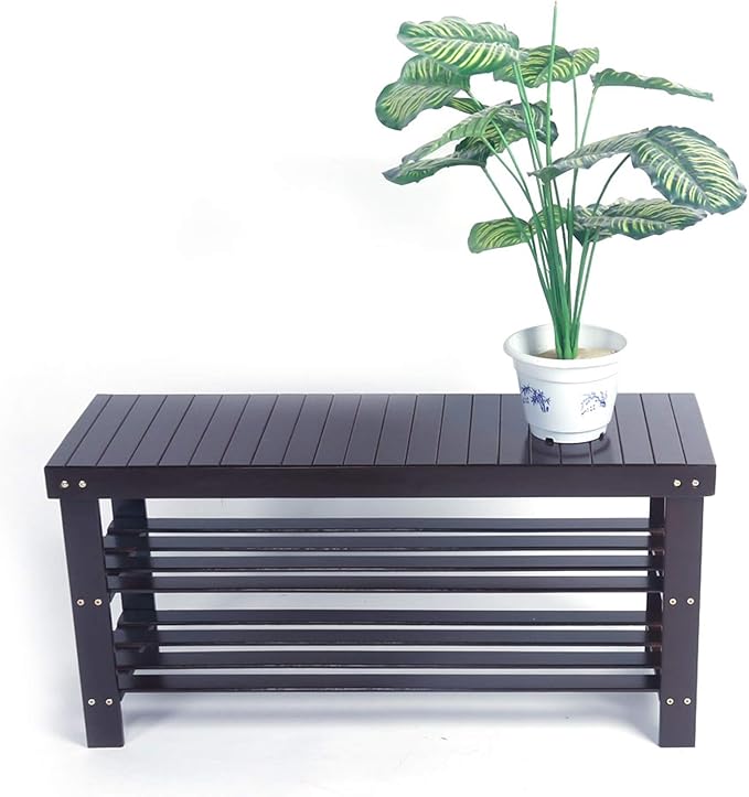 3 Tier Bamboo Shoe Racks,Narrow Vertical Shoes Rack,Freestanding Shoe Organizer Shelf,Shoe Racks Storage Organizer,with Shelves,for Closet, Entryway, Front Door Entrance, Bedroom, Hallway (Coffee)