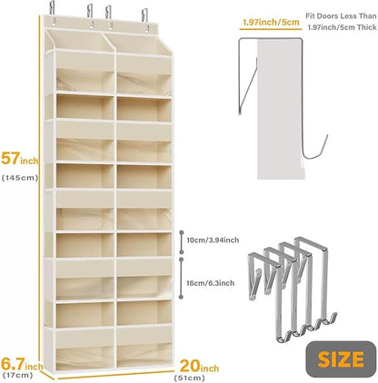 Over the Door Shoe Organizer, Hanging Closet Organizer with Deep Pockets, 900D Oxford Fabric, Heavy-Duty Hooks, Space Saving Storage for Shoes, Bags, Accessories – Gray, 15 Pockets