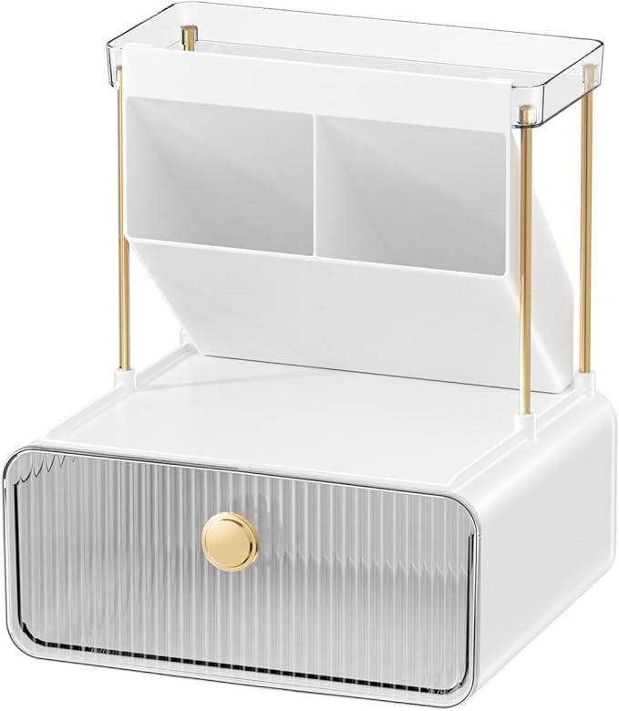 3-Tier Bathroom Makeup Organizers and Storage, Makeup Vanity Organizer, Bathroom Countertop Organizer, Dorm Room Essentials，Makeup Brush Holder, Desk, Perfume, Office, Jewelry and Skincare Organizers