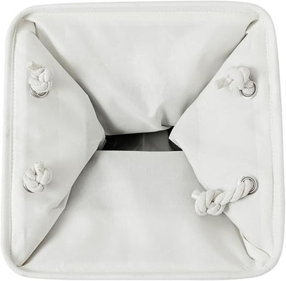 Cube Storage Bins, Collapsible Fabric Storage Cubes Bins, 11 Inch Cube Storage Bins with Handles, Foldable Storage Cubes (White/Navy, 6Pack)