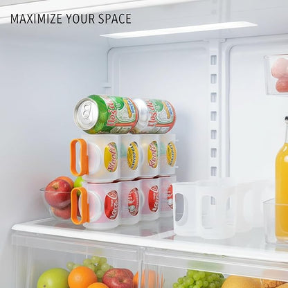 Stacking Can Dispenser for Refrigerator, Slim Vertical Soda Organizer Rack to Maximize Shelf Space, Durable PP Plastic Storage Holder for Pantry & Kitchen