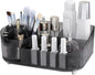 DASITON Large Capacity Makeup Organizer with 360° Rotating Makeup Brush Holder, Multi-Compartment Skincare and Cosmetic Storage for Vanity, Bathroom Countertop, Dresser, Desktop Storage Box (Gray)