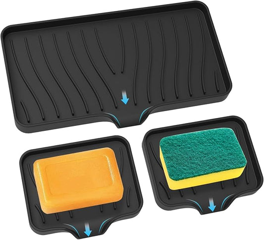 3 Pack Soap Dish Kitchen Soap Tray, Non-Slip Self Draining Soap Holder (Keep The Bar Soap Dry),Bar Soap Holder Soap Tray for Kitchen Bathroom