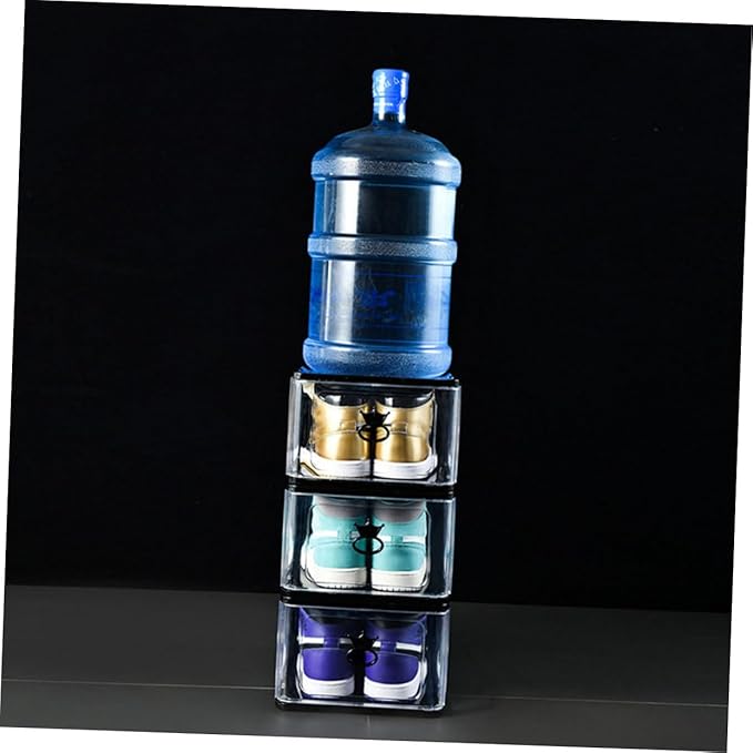 LABRIMP 5pcs Shoe Boxes Stackable Storage Cases Loop Thicken Plastic for Home Organization