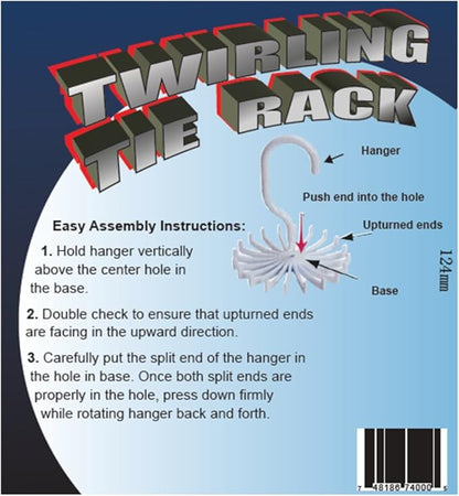 Twirling Tie Rack / Hanger Organizer / Belt Rack, Rotates 360 Degrees, Holds 20 Ties or Belts
