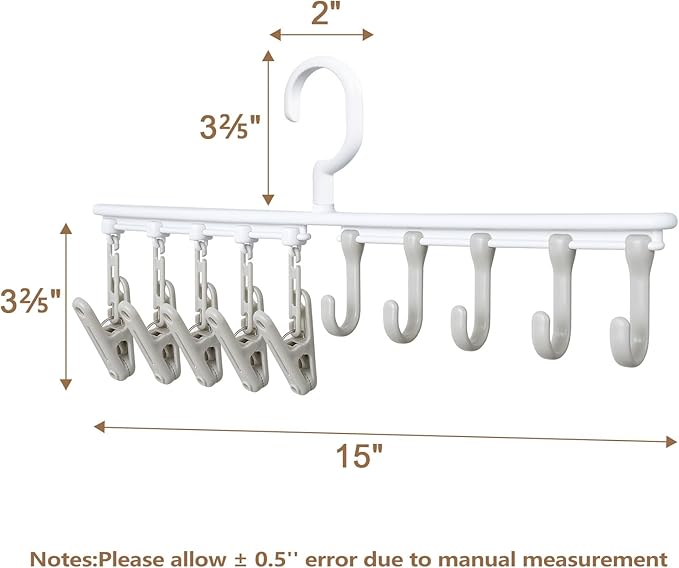 Hat Rack with 5 Hooks & 5 Clips, Adjustable Slide Rails - Space Saving Closet Organizer for Scarves, Belts, Ties, Hats, Underwear