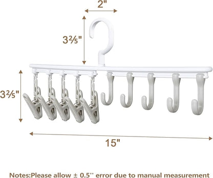 Hat Rack with 5 Hooks & 5 Clips, Adjustable Slide Rails - Space Saving Closet Organizer for Scarves, Belts, Ties, Hats, Underwear