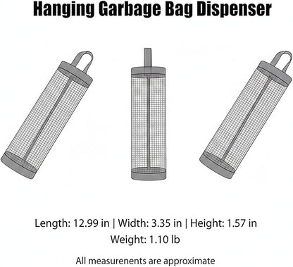 Hanging Garbage Bag Dispenser, Polyester Cabinet Door Organizer for Standard Rolls, 13-Inch Height (1 PC)
