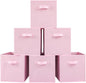 Stero Fabric Storage Bins 6 Pack Fun Colored Durable Storage Cubes with Fabric Handles Foldable Cube Baskets for Home, Kids Room, Closet and Toys Organization Pink