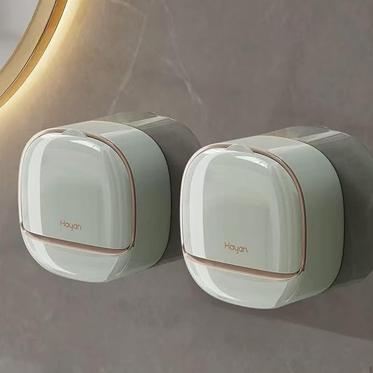 Soap Holder Dish Shower, Bar Soap Holder with Drainage, Self Draining Soap Holder, Wall Mounted Soap Box Tray Container for Bathroom, Bathtub Kitchen Sink (2PCS Light Green)
