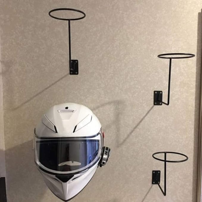 Helmet Display Rack, Motorcycle Bicycle Helmet Holder - Hanger Rack Jacket Hook Screws Wig Ball Storage Holder- Wall Mounted Hook for Coats,Hats, Caps - Fixed with Four Screws