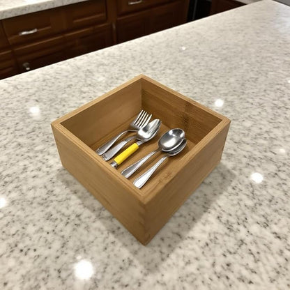 Bamboo Drawer Organizer - Kitchen Drawer Utensil Organizer Office Supplies Desk Organizer Makeup Silverware Tray Flatware Organization 4"*4"*2"