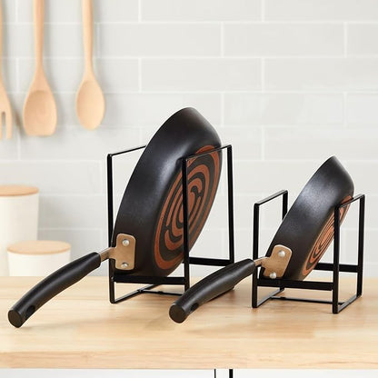 Juvale Iron Kitchen Cabinet Organizer Shelf - Space-Saving Plate Rack Organizer for Cabinet - Pot Lid Holder for Cupboard Shelf - Cutting Board for Countertop Stand - Black, Pack of 3