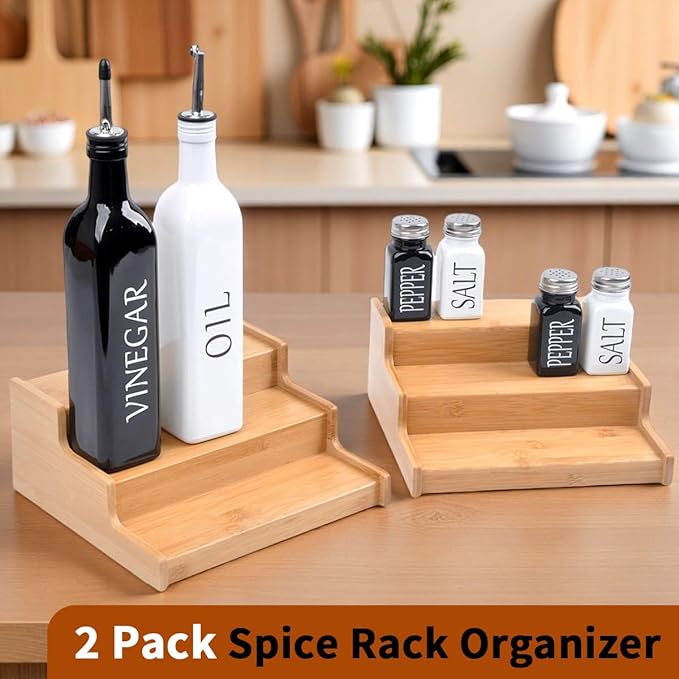 JinDoWin 2 Pack Cabinet Spice Rack Organizer - Enhanced Cabinet Spice Organizer, Practical Spice Rack Organizer for Cabinet and Efficient Cabinet Spice Organizer (2, 9 Inch)