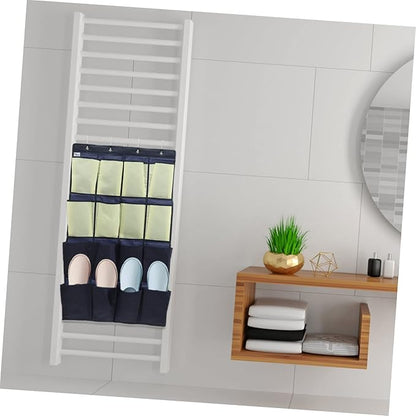 Over the Door Hanging Shoe Organizer Bag Pouch for Closet Storage Multi Use Oxford Hanging Storage for Shoes Socks and Items in Blue Yellow