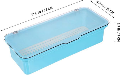 VOSAREA Plastic Cutlery Organizer Tray Lid Kitchen Utensil Storage Transparent Design for Easy Visibility Non- Base for Countertop Use