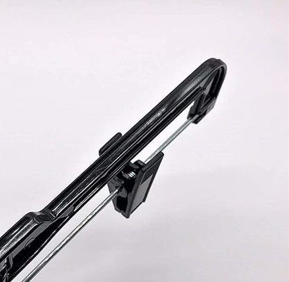 NAHANCO 8600PCBH Shiny Plastic Skirt/Pant Hanger with Black Metal Hook and Plastic Pinch Clips, Heavy Weight, 14”, High Gloss Black (Pack of 100)