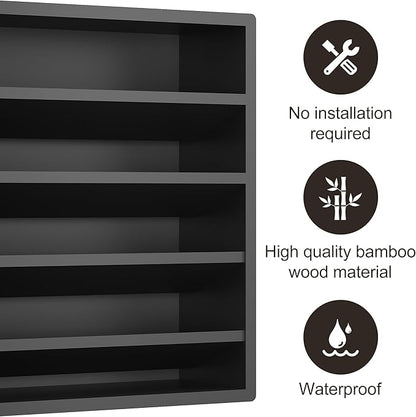 Orimade 4 Tier Spice Rack Organizer for Cabinet, Freestanding Bamboo Seasoning Rack for Countertop, Cupboard, Pantry, Kitchen, 13.18 x 4.13 x 12.2 inches(Spice Jars Not Included), Black