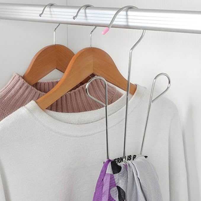 2pcs Stainless Steel Shoes Drying Rack with Anti-slip Windproof Hanging Hooks, Thickened Shoe Organizer for Balcony and Closet Storage