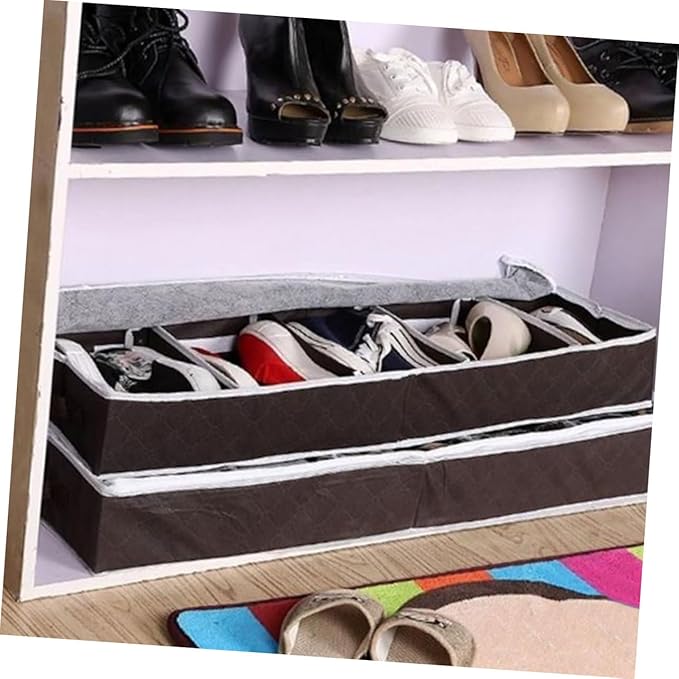 GARVALON Foldable Non Woven Shoes Box with Visual Window for Home and Dorm Compact Shoe Organizer Dustproof Storage Case Portable