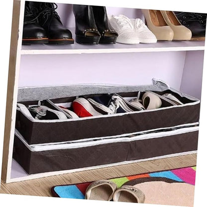 GARVALON Foldable Non Woven Shoes Box with Visual Window for Home and Dorm Compact Shoe Organizer Dustproof Storage Case Portable