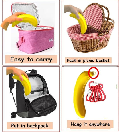 Banana Keeper On The Go Outdoor Travel Case BPA-Free Fruit Protector Portable Banana Holder Cute Carrier Storage Box 2 Pack Yellow (Banana Keeper)
