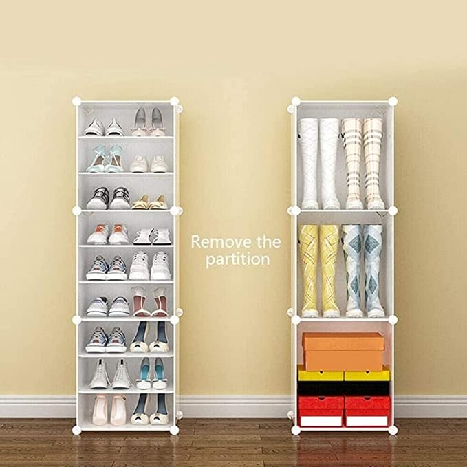 Portable Shoe Rack Organizer,Stackable 72 Pairs DIY Shoe Storage Cabinets Stand,White Plastic Closet Shoe Organizer With Transparent Cover,Dust-proof Shoe Rack Shelf Clear Foldable For Heels Boots