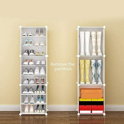 Portable Shoe Rack Organizer,Stackable 72 Pairs DIY Shoe Storage Cabinets Stand,White Plastic Closet Shoe Organizer With Transparent Cover,Dust-proof Shoe Rack Shelf Clear Foldable For Heels Boots
